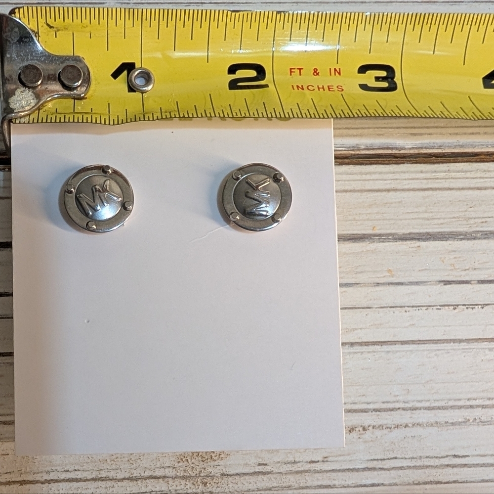 MICHAEL KORS MK Logo Silver Stainless Steel Stud Earrings - Picture 5 of 5